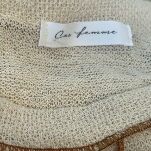 NWOT Ces Femme Boho Contrast Boho Round Neck Sweater - Picture 9 of 9